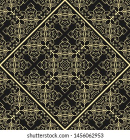 Modern golden art deco seamless vintage wallpaper pattern. Geometric decorative background