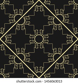 Modern golden art deco seamless vintage wallpaper pattern. Geometric decorative background