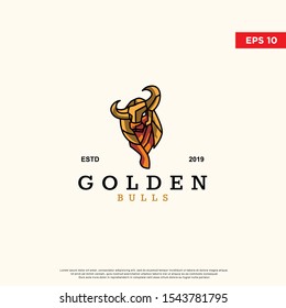 modern golden bull logo. simple icon, template design