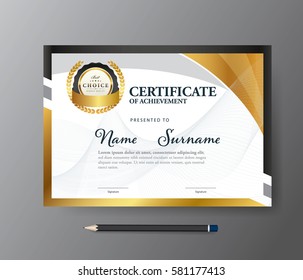 Modern Golden certificate template,A4 size diploma, vector illustration