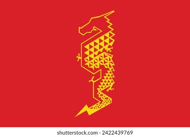 Modern golden Chinese dragon on a red background