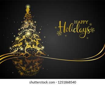 Modern golden Christmas greeting card - Possible to create holiday cards or invitations.