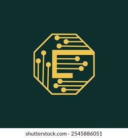 Modern golden circuit letter G logo vector design symbolizing technology and innovation. Ideal for corporate identity, technology branding or digital media applications.