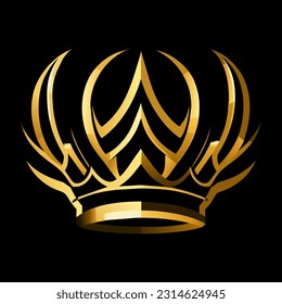 Modern golden crown logo. royal king queen abstract luxury gold. Vector illustration.