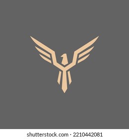 Modern Golden Eagle Icon Concept. Cool Eagle Badge Logo Isolated On Dark Background. Awesome Eagle Logo Inspiration.