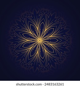 Modern golden floral circular mandala background