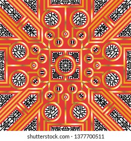 modern golden geometric lines pattern on red