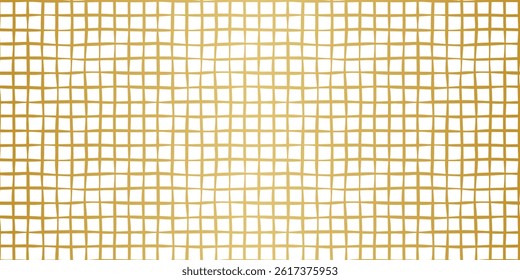 Modern golden gradient distorted grid check plaid seamless vector pattern, elegant luxury retro texture background print