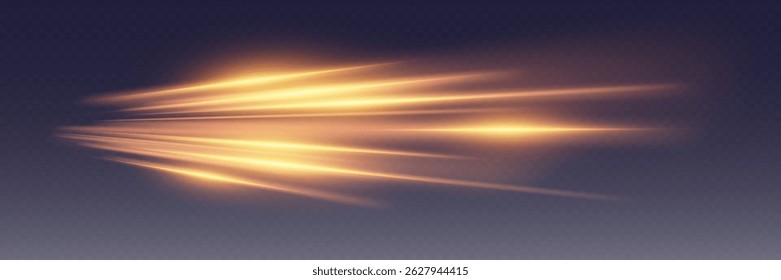Modern golden hi-tech lines speed track. On a transparent background.