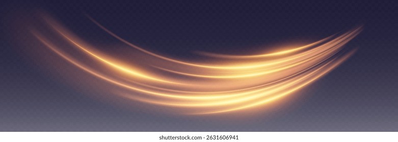 Modern golden hi-tech lines speed track. On a transparent background.