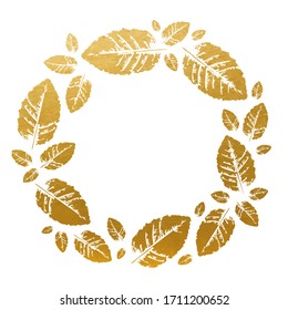 Modern Golden Leaves Frame - Vector Silhouette