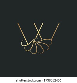 Modern Golden Luxury W Letter Logo,  Elegance Alphabet Vector Nature Flower Style.
