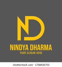 Logotipo de letra inicial de oro moderno, N y D