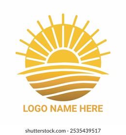 Modern Golden Sunrise Icon Vector Graphic