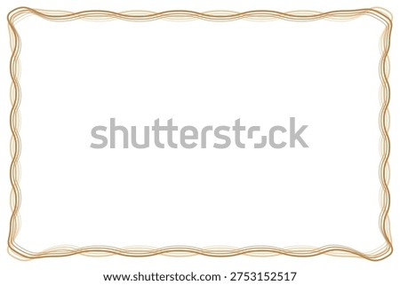 Modern Golden Wavy Line Border Frame. Design print for greeting cards, wedding invitations, restaurant menu, royal certificates. Set 13
