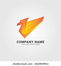 modern golden yellow eagle wing vector logo design