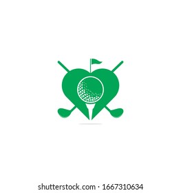 Modern Golf Badge Logo Vector. Golf club logo design template. Labels and Emblems. Golf heart shape concept logo	