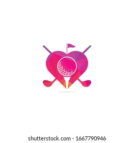 Modern Golf Badge Logo Vector. Golf club logo design template. Labels and Emblems. Golf heart shape concept logo	
