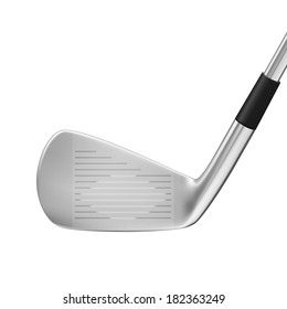 Modern golf club, close up  - isolated on white background. Photo-realistic vector.