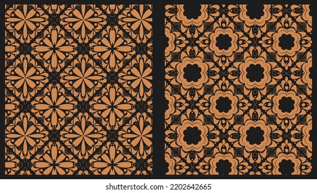 Modern gometric ornamental style pattern with golden background,  floral modular compositions, Vector illustration for beautiful creative design