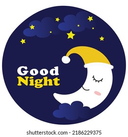 Modern Good night vector design. Good night Sticker design template. Good night T-shirt hand lettered calligraphic design. ood night. Design for graphic, prints, poster, card, sticker.