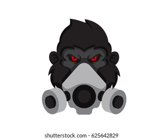 Modern Gorilla Wearing Anti-Toxic Pollution Mask Logo Illustration