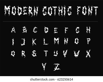 Modern Gothic Font - white vector font on black background