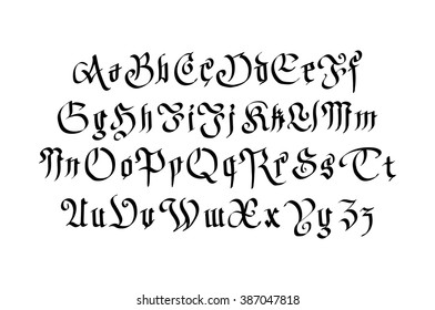 Modern Gothic Style Font. Gothic letters with decorative elements art