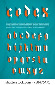 Modern Gothic style font. Stylish alphabet set over old grunge textured paper background