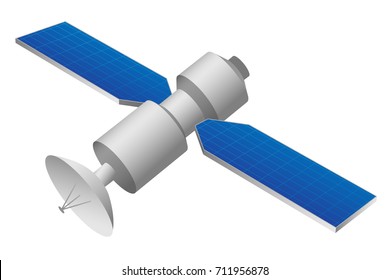 Modern GPS communications space satellite in orbit vector graphic
