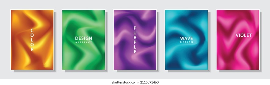 modern gradation mesh cover template, colorful abstract fluid pattern texture, set collection design vector graphic