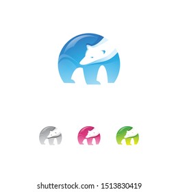 Modern Gradation Polar Bear Vector Illustration