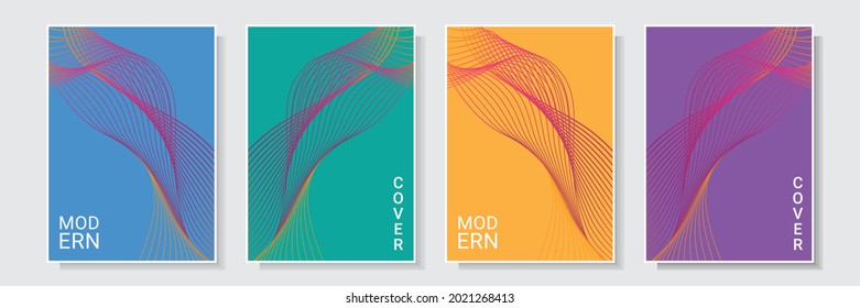 modern gradation wavy cover template design set collection colorful background vector graphic	