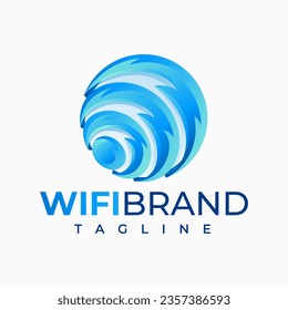 Modern gradient 3D abstract fire wireless wifi logo design