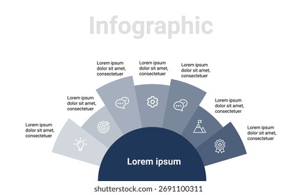 Modern Gradient 7-Step Infographic Template — Trending Vector Design for Business Communication and Workflow Visualization.