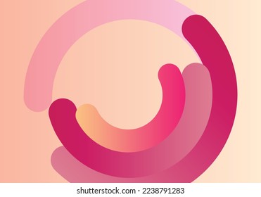 Modern gradient abstract background in overlapping circles, light pink to dark pink tones. on a pink gold background,Vector.