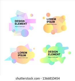 Modern gradient abstract background set with graphic shapes. Place for text. Design elements for flyer, logo, invitation, web, presentation, banner, poster. Vector illustration on white background.