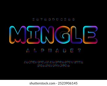 Modern gradient alphabet design with uppercase, numbers and symbol
