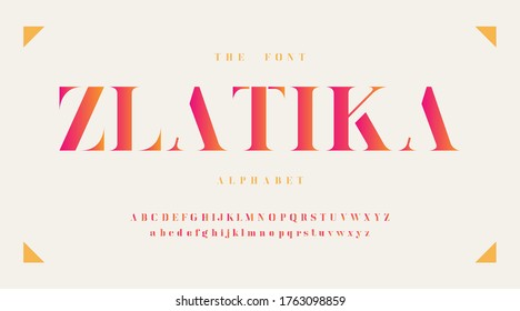 Modern gradient alphabet font, yellow luxury expensive sport minimal classic urban futuristic typeface typography. Uppercase  and lowercase. Vector illustration.