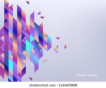 Modern gradient banner with abstract geometric shapes and stripes with fluid color isolated on gray background - business or promotional template with copy space in vector illustration.