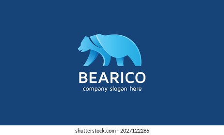 Modern gradient bear logo vector template. 