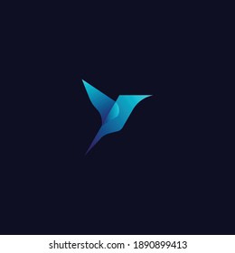 Modern gradient blue bird vrctor logo design