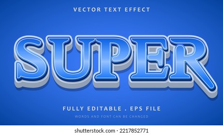 Diseño de efectos de texto Super Editable de Word azul degradado moderno. Efecto guardado en estilo gráfico