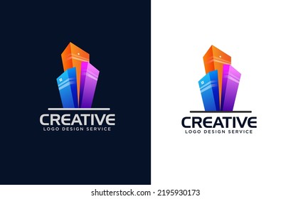 modern gradient Building logo icon or house logo vector