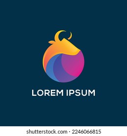 Modern gradient bull logo design template