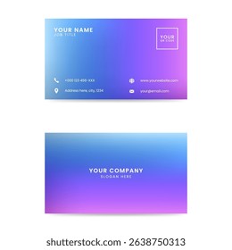 Modern Gradient Business Card Template in Blue and Purple with QR Code