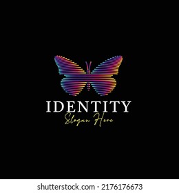 modern gradient Butterfly vector logo illustration with fish eye line art style