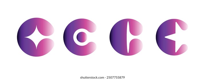 Colección moderna del diseño del logotipo del gradiente C, sistema minimalista del diseño del logotipo del gradiente C, sistema moderno del logotipo de C