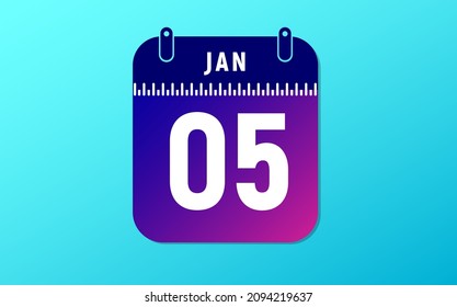 Modern gradient calendar for January 5, 2022