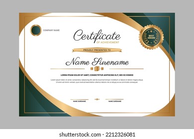 Modern gradient certificate vector with gold reward